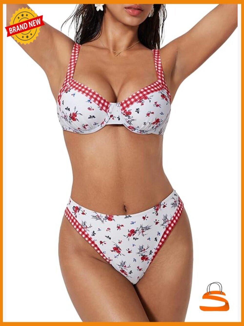 Color Block Underwire Bikini Set Cheeky High Cut 2 Piece Swimsuit